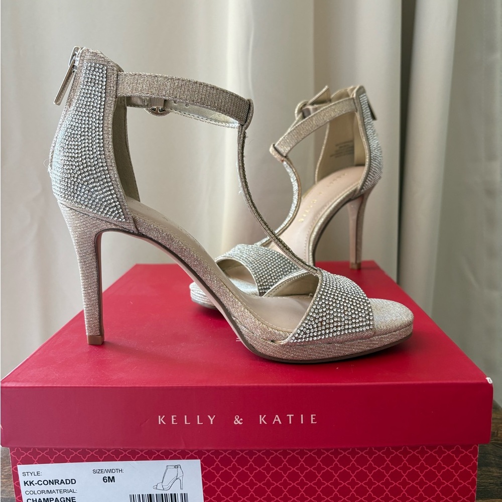 Kelly & Katie Glittering Champagne Heels